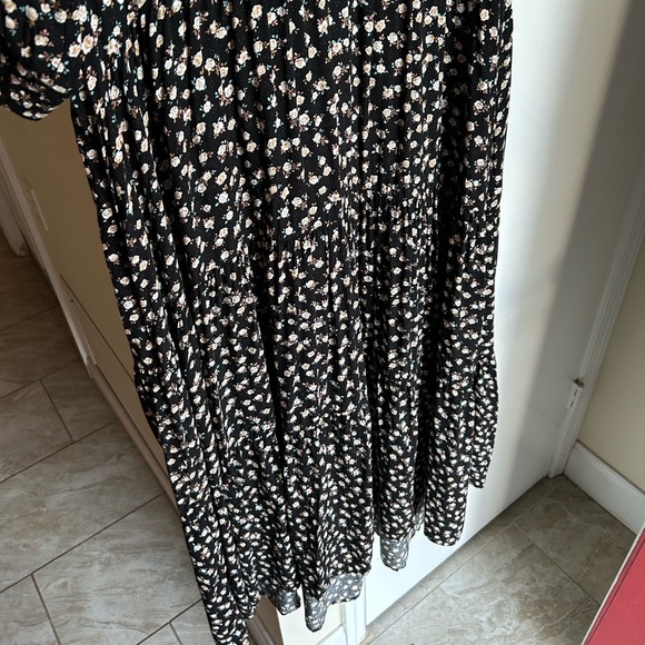 Natural Life Rebecca Boho black Floral Tiered shirt Midi maxi Dress L​ - Picture 11 of 14